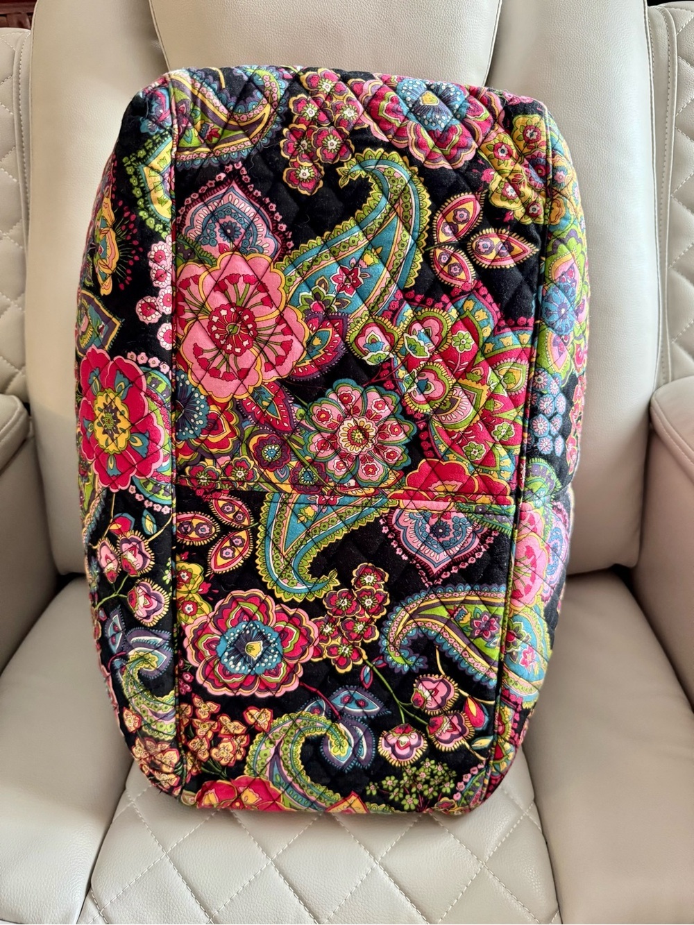 Vera Bradley Quilted Travel Bag in Black, Pink, Yellow, Green, Blue - Picture 5 of 7